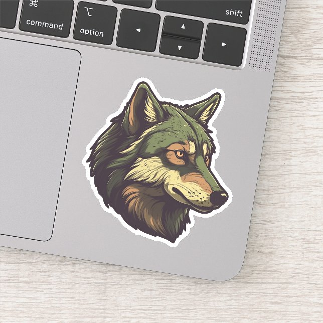 Sticker Loup adorable Grosse tête d'animal sauvage (Détail)