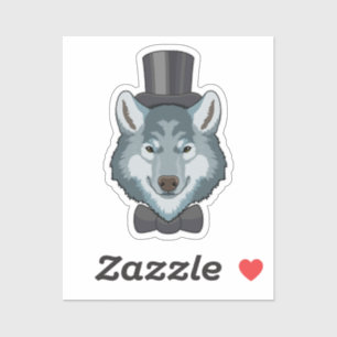 Sticker Loup comme marié avec nœud papillon