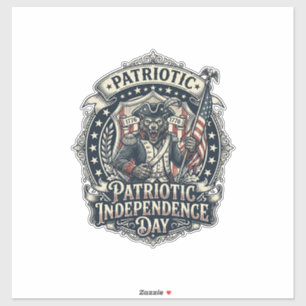 Sticker Loup-garou patriotique Patriote Horreur Monstre Pa