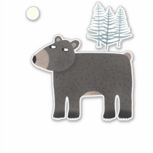 Sticker L'ours des arbres et de la lune