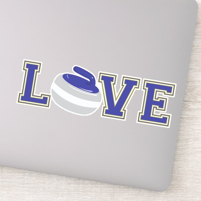 Sticker Love Curling Varsity Lettres Sport amusant (Détail)