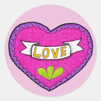 Sticker Love Heart Round
