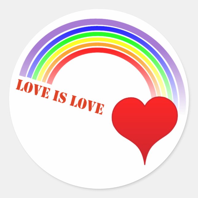 Sticker LOVE IS LOVE Rainbow Heart design (Devant)
