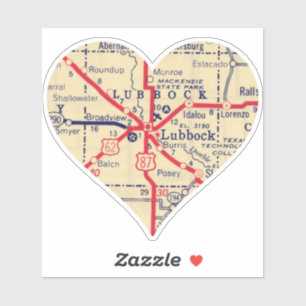 Sticker Love Lubbock TX Map