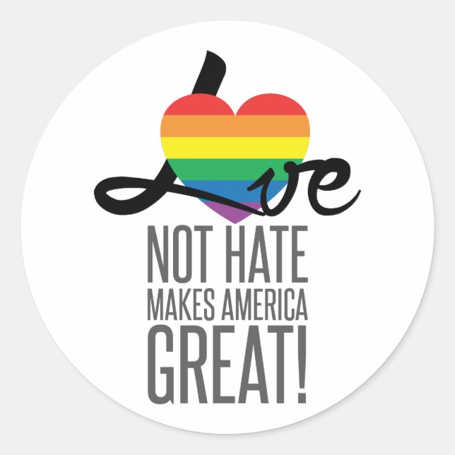 Sticker Love Not Hate (Arc-en-ciel) (Devant)