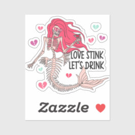 Sticker Love Stink Buvons Anti Valentine Skeleton