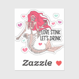 Sticker Love Stink Buvons Anti Valentine Skeleton