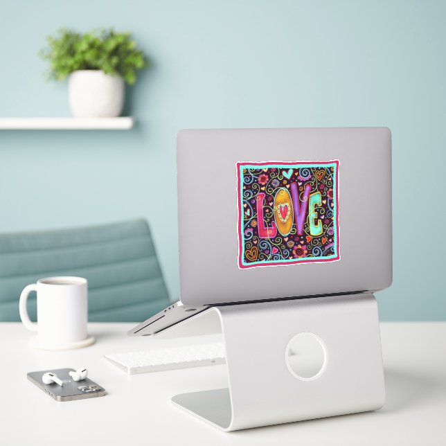 Sticker Love Whimsical tendance Valentine Inspirivity (Ordinateur portable sur le bureau)