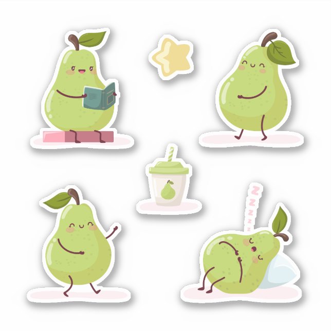 Sticker Lovely and funny set of pears (Devant)