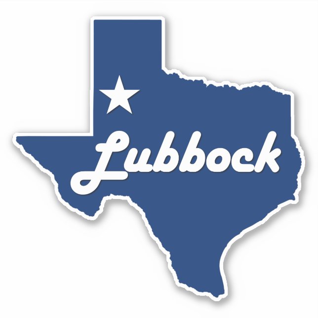 Sticker Lubbock, Texas Lone Star State Map (Devant)