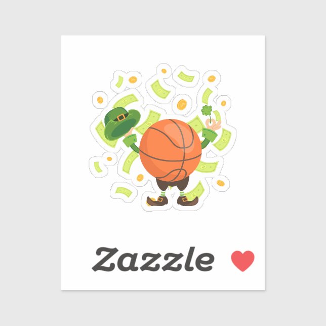 Sticker Lucky Basketball Happy Patrick's Day (Feuille)