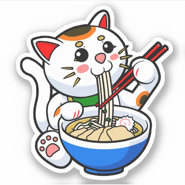Sticker Lucky Cat Ramen (Devant)