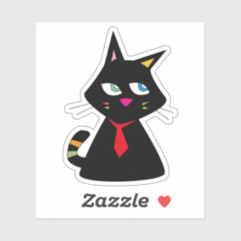 Sticker Lucky Chat portant cravate Doodle