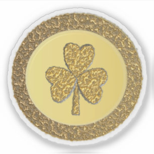 Sticker Lucky Irish Shamrock Gold Coin