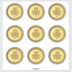 Sticker Lucky Irish Shamrock Gold Coin
