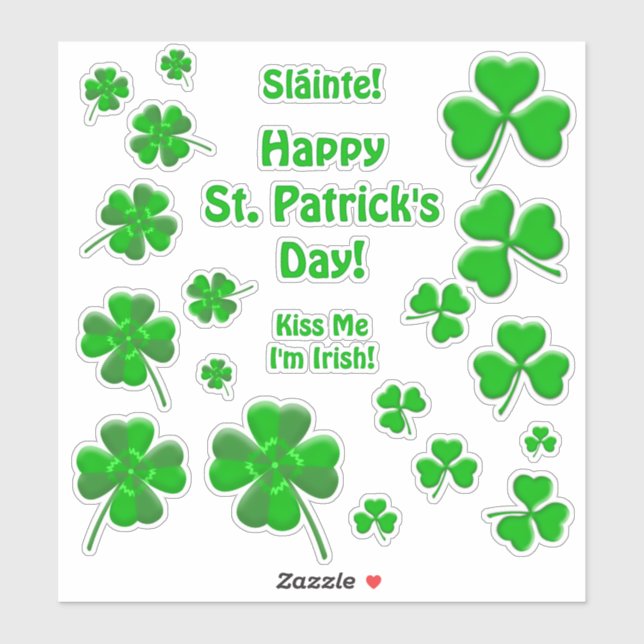 Sticker Lucky Irish Shamrocks Personalized (Feuille)