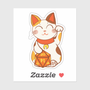 Sticker Lucky Maneki Neko RPG Dice Calico Cat