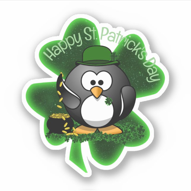 Sticker Lucky Penguin Saint-Patrick (Devant)