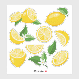 Sticker Lumineux citrons jaunes et tranches de citron