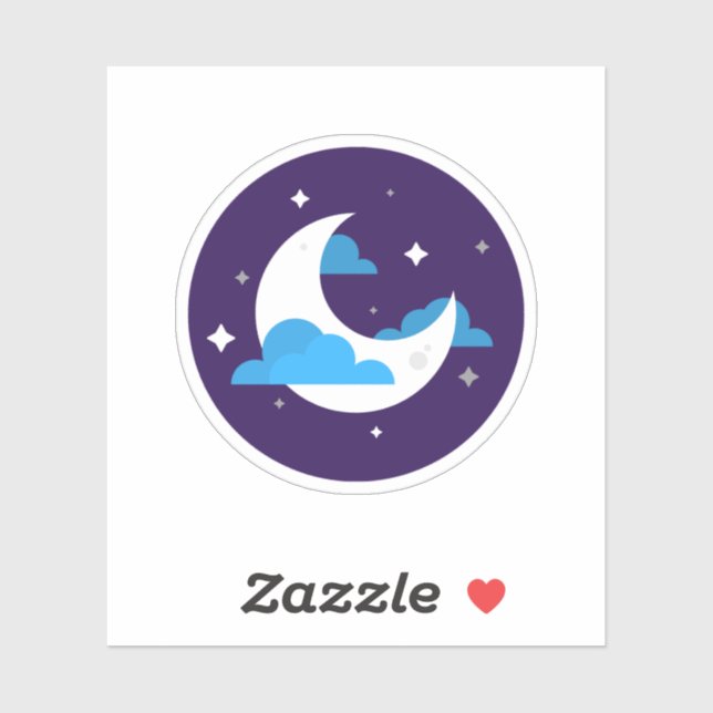 Sticker Lune blanche mignonne (Feuille)