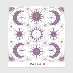 Sticker Lune Boho Purple & Or & Sol Celestial Scrapbook