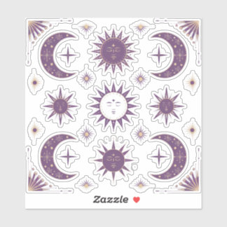Sticker Lune Boho Purple & Or & Sol Celestial Scrapbook