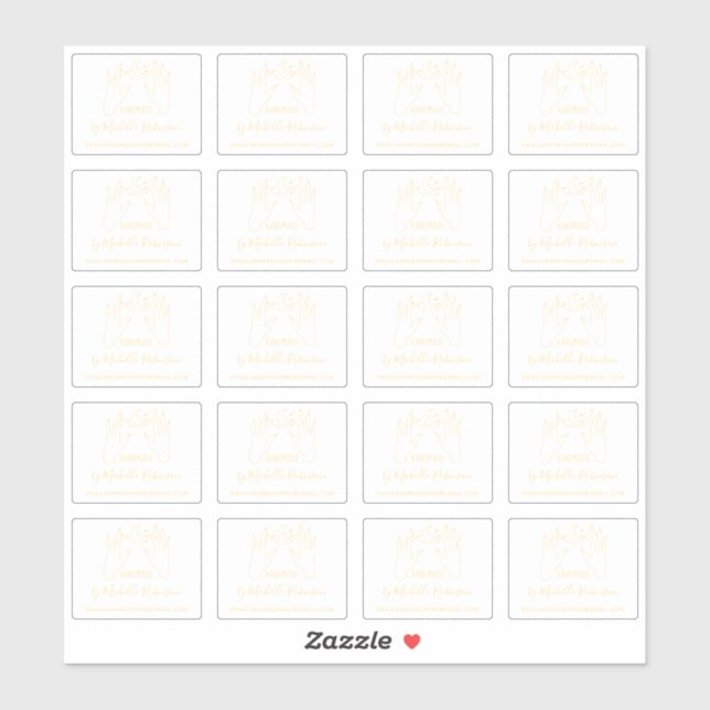 Sticker Lune d'or dessinée à la main Nom manuscrit fait ma (Feuille)