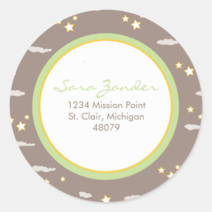 Sticker Lune et Étoiles Étiquette de adresse/Favor