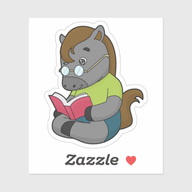 Sticker Lunettes de livre Nerd de cheval (Feuille)