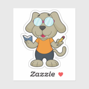 Sticker Lunettes de livre Nerd de chien