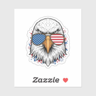 Sticker Lunettes de soleil aigle patriotique Vintage Vecto