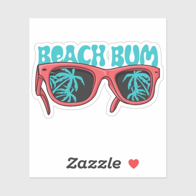 Sticker Lunettes de soleil de plage avec palmiers (Feuille)