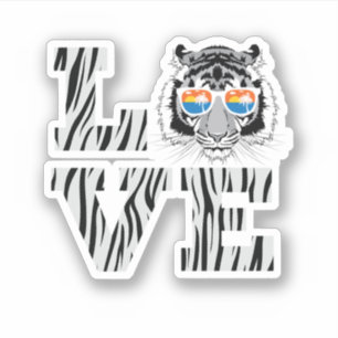 Sticker Lunettes de soleil de tigre cool Tiger Love. Desig
