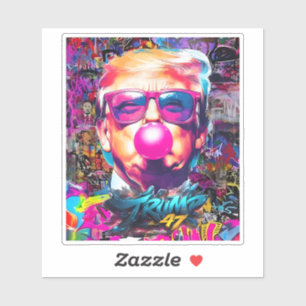 Sticker Lunettes de soleil rose gomme à bulle avec Graffit