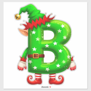 Sticker Lutin de Noël Lettre B Personnage de dessin animé