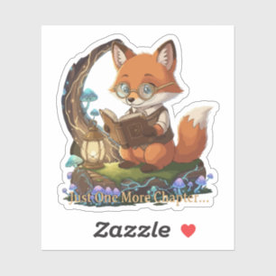 Sticker Lutin Renard Bibliophile "Juste un chapitre de plu