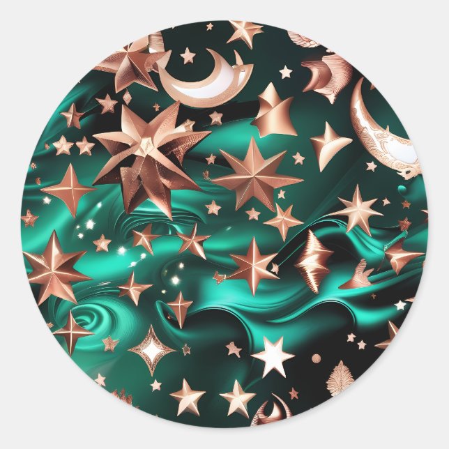 Sticker – Luxuriöses Malachit Grün Celestial (Vorderseite)
