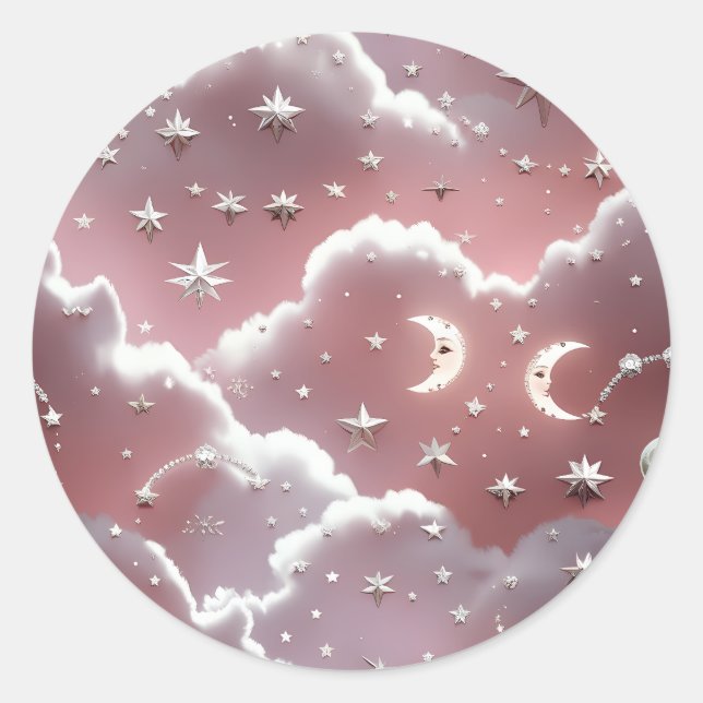Sticker – Luxury Quartz Pink Celestial Moon (Vorderseite)