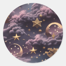 Sticker - Luxury Smoky Plum Celestial Moon Design
