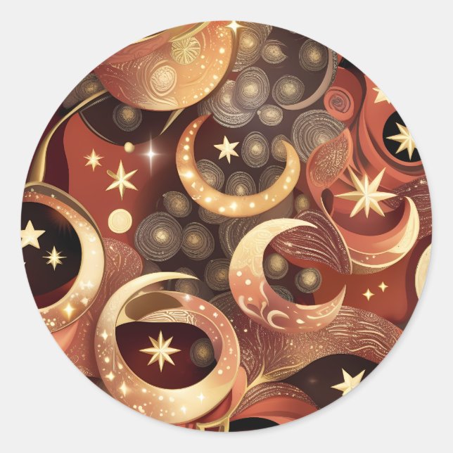 Sticker - Luxury Terracotta Celestial Moon Design (Vorderseite)