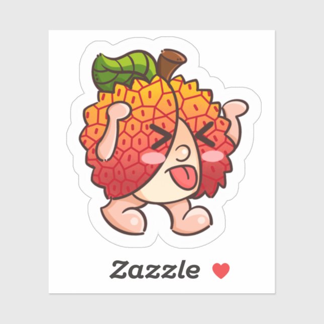 Sticker lychee aux fruits malicieux (Feuille)
