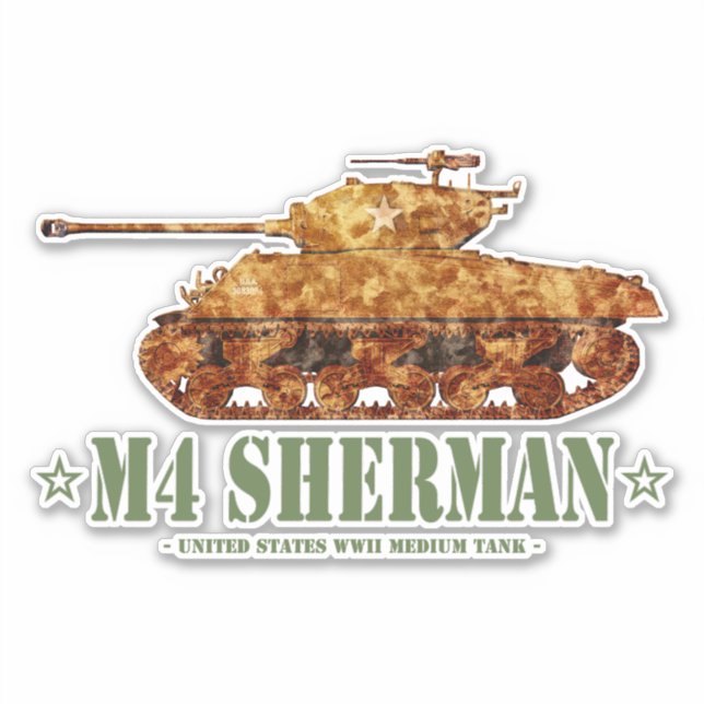 Sticker M4 Sherman Deux 2ÈME GUERRE MONDIALE américains à  (Devant)