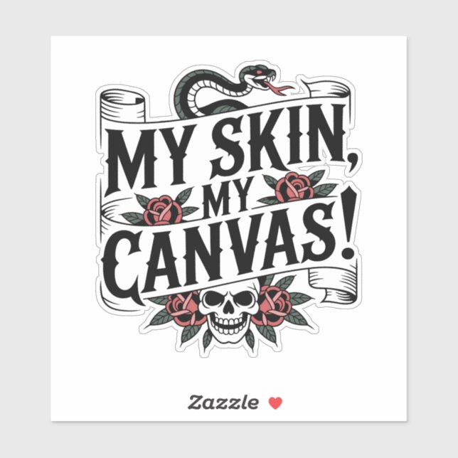 Sticker Ma peau, ma toile Art de tatouage (Feuille)