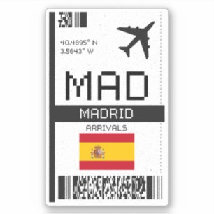 Sticker MAD Madrid Boarding Pass - Espagne Travel