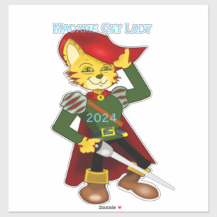 Sticker Madame Cat Lady 2024 pour le président Thunder_Cov