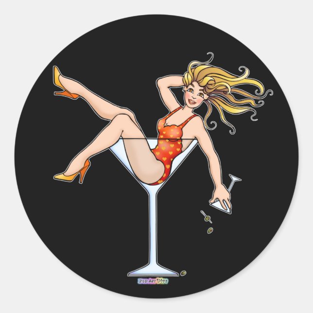 Sticker - Mädchen in einem Martini-Glas, Olivia (Vorderseite)