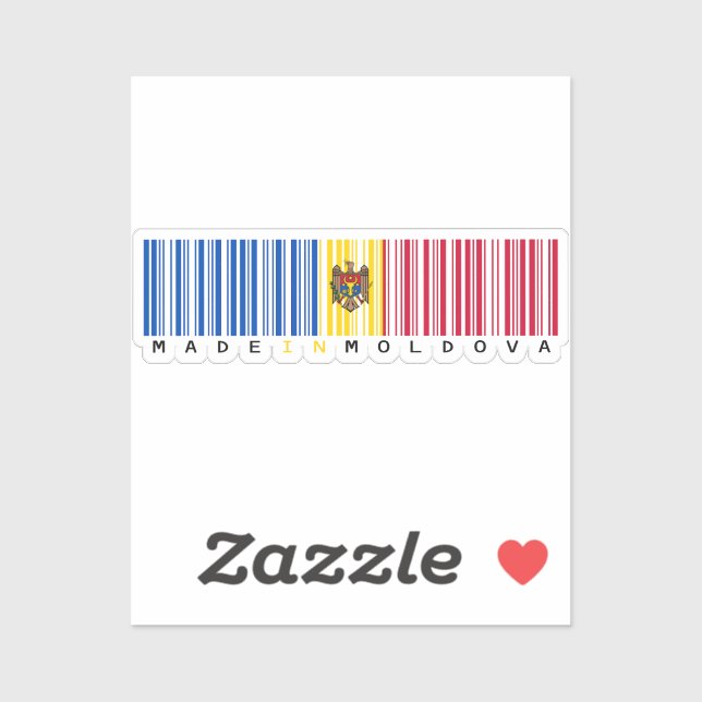 Sticker Made in Moldova Barcode Flag (Feuille)
