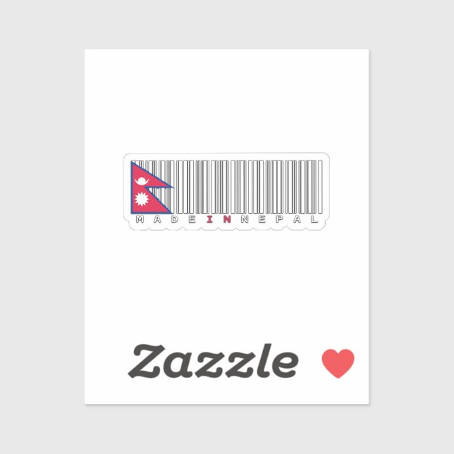 Sticker Made in Nepal Barcode Flag Design (Feuille)