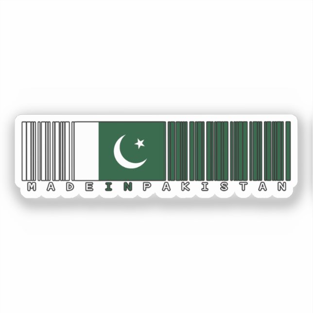 Sticker Made in Pakistan Barcode Flag Design (Recto)