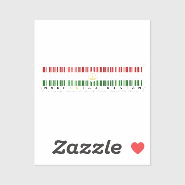 Sticker Made in Tajikistan Barcode Flag Design (Feuille)